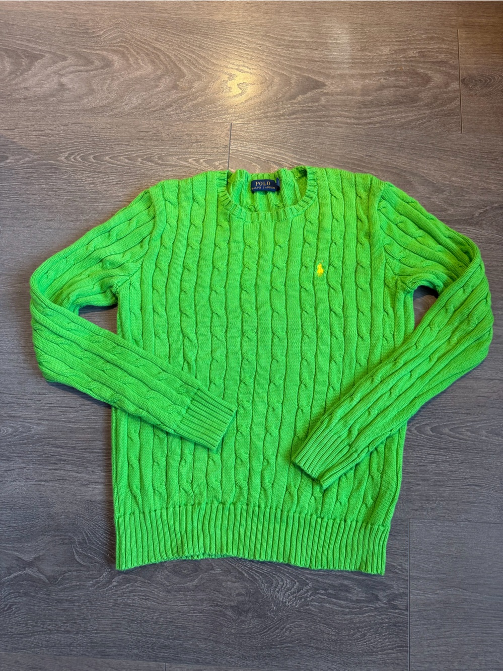 Polo Ralph Lauren Green Cable-Knit Crewneck Sweater